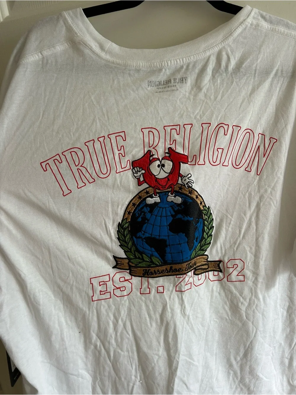True Religion Embroidered Short-Sleeve Tee with Colorful Crest Pocket